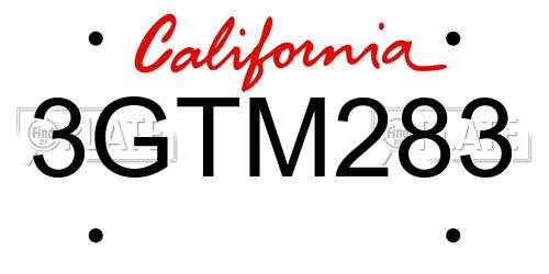 3GTM283 California License Plate