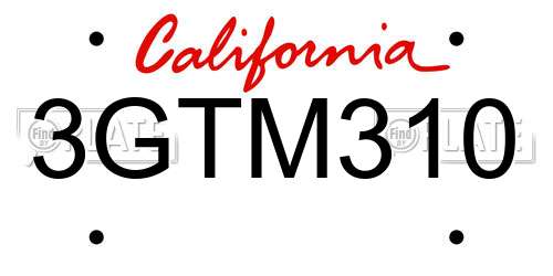 3GTM310 California License Plate