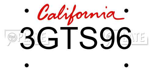3GTS96 California License Plate