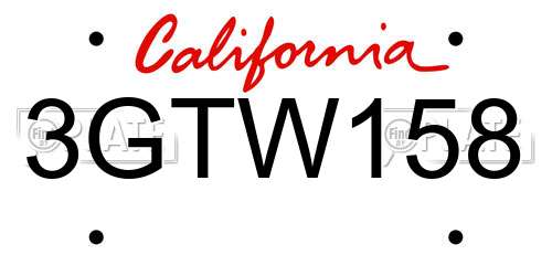 3GTW158 California License Plate