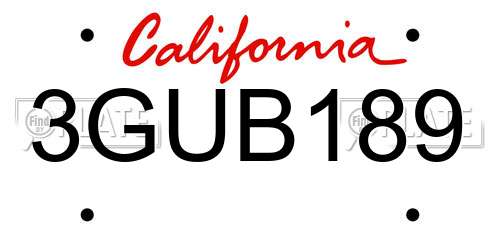 3GUB189 California License Plate