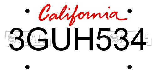 3GUH534 California License Plate