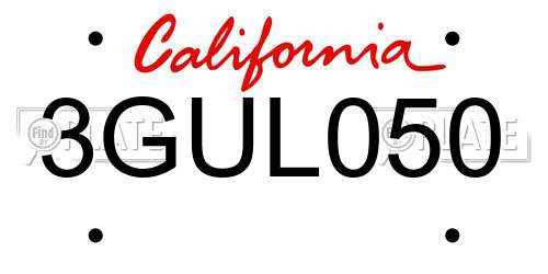 3GUL050 California License Plate