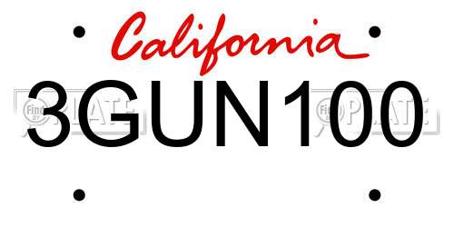 3GUN100 California License Plate