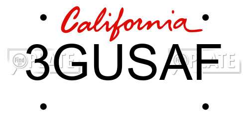 3GUSAF California License Plate