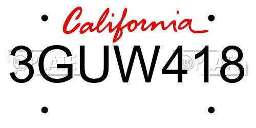3GUW418 California License Plate