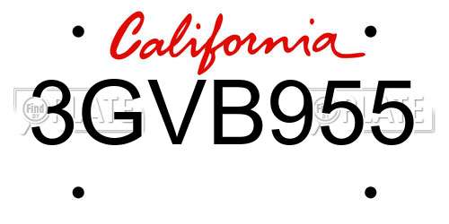 3GVB955 California License Plate