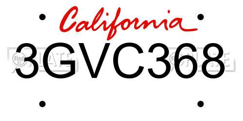 3GVC368 California License Plate