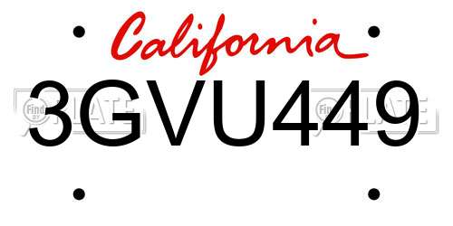 3GVU449 California License Plate