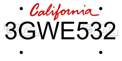 3GWE532 California License Plate