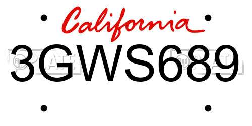 3GWS689 California License Plate