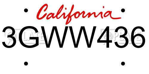3GWW436 California License Plate