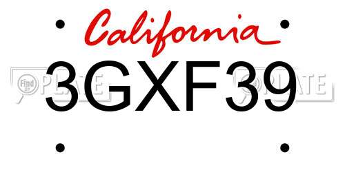 3GXF39 California License Plate