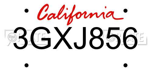3GXJ856 California License Plate