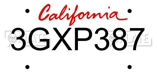 3GXP387 California License Plate
