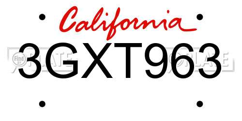 3GXT963 California License Plate