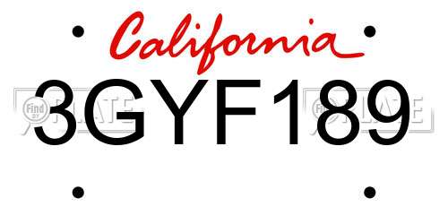 3GYF189 California License Plate