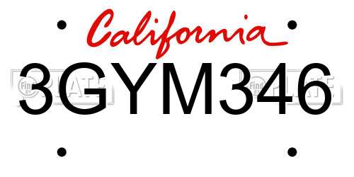 3GYM346 California License Plate