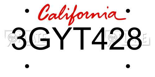 3GYT428 California License Plate