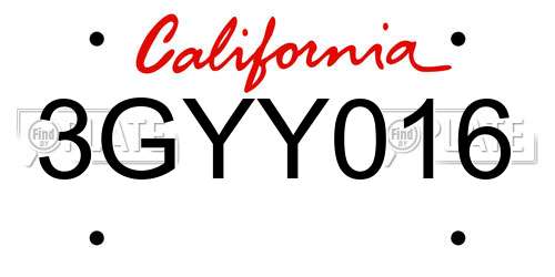 3GYY016 California License Plate