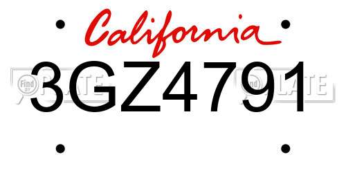 3GZ4791 California License Plate