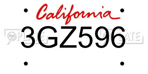 3GZ596 California License Plate