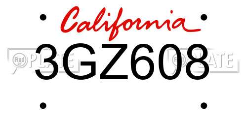 3GZ608 California License Plate