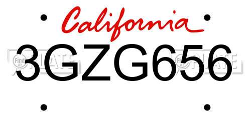 3GZG656 California License Plate