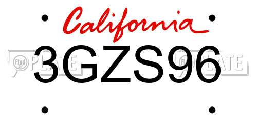 3GZS96 California License Plate