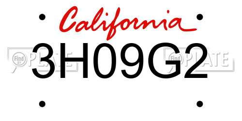 3H09G2 California License Plate