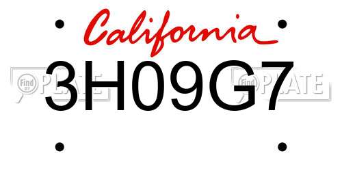3H09G7 California License Plate
