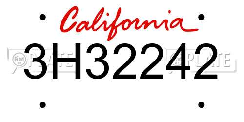 3H32242 California License Plate