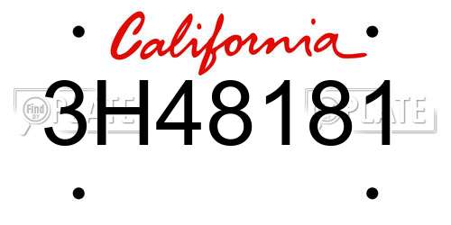 3H48181 California License Plate