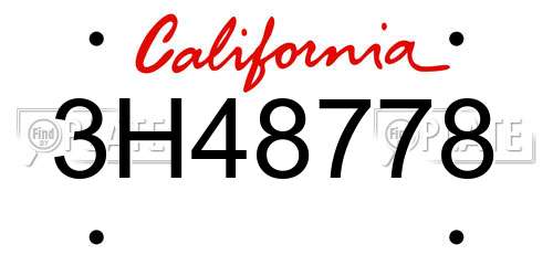 3H48778 California License Plate