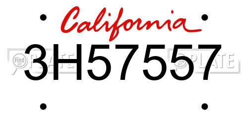 3H57557 California License Plate
