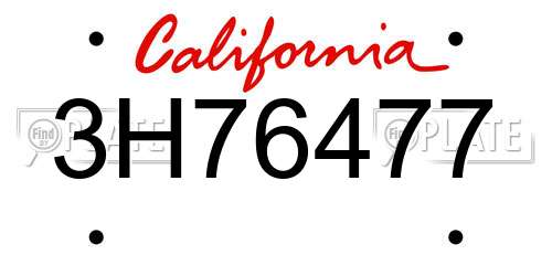 3H76477 California License Plate