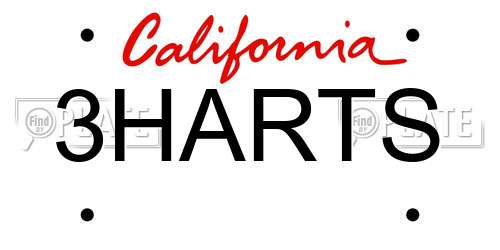 3HARTS California License Plate