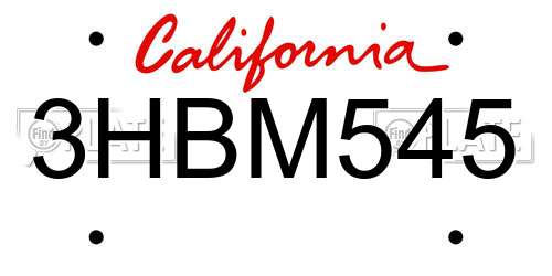 3HBM545 California License Plate