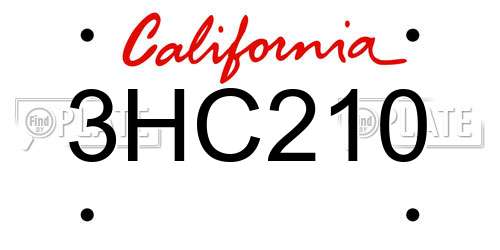 3HC210 California License Plate