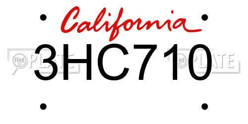 3HC710 California License Plate