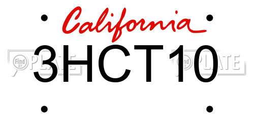 3HCT10 California License Plate