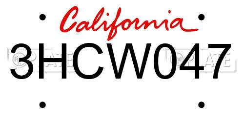 3HCW047 California License Plate