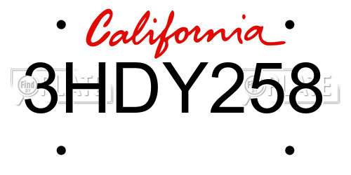 3HDY258 California License Plate