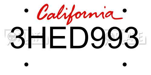 3HED993 California License Plate