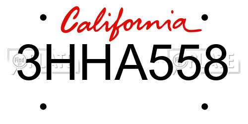 3HHA558 California License Plate