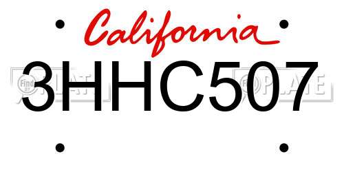 3HHC507 California License Plate