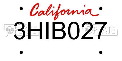 3HIB027 California License Plate