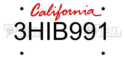 3HIB991 California License Plate