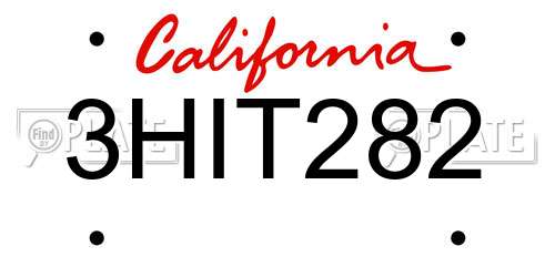 3HIT282 California License Plate