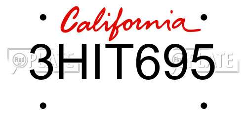 3HIT695 California License Plate